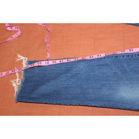 Levis Premium Womens High-Waisted Button-Fly Distressed Hem Blue Denim Jeans Siz - Picture 12 of 12